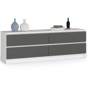 Komoda AKORD K160 Biała 160 cm Grafit Szary mat 160x40x55 cm 302632