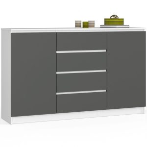 Komoda AKORD K160 Biała 160 cm Grafit Szary mat 160x40x99 cm 302616