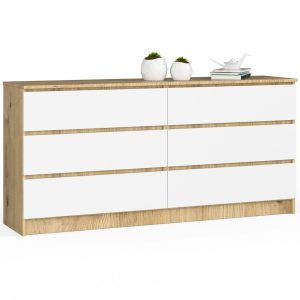 Komoda AKORD K160 Dąb Artisan 160 cm Biały mat 160x40x77 cm 303755 Komoda AKORD K160 Dąb Artisan 160 cm Biały mat 160x40x77 cm 303755