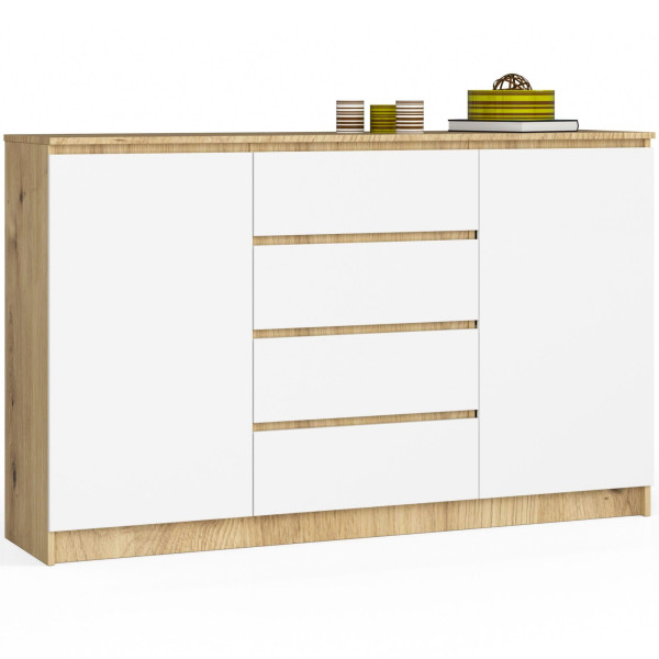 Komoda AKORD K160 Dąb Artisan 160 cm Biały mat 160x40x99 cm 302568
