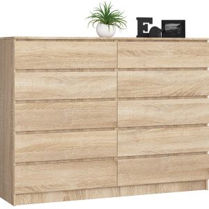 Komoda AKORD K160 Dąb Sonoma 10 szuflad mat 160x40x121 cm 302489 Komoda AKORD K160 Dąb Sonoma 10 szuflad mat 160x40x121 cm 302489