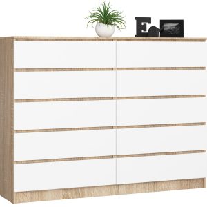 Komoda AKORD K160 Dąb Sonoma 160 cm Biały mat 160x40x121 cm 302504 Komoda AKORD K160 Dąb Sonoma 160 cm Biały mat 160x40x121 cm 302504