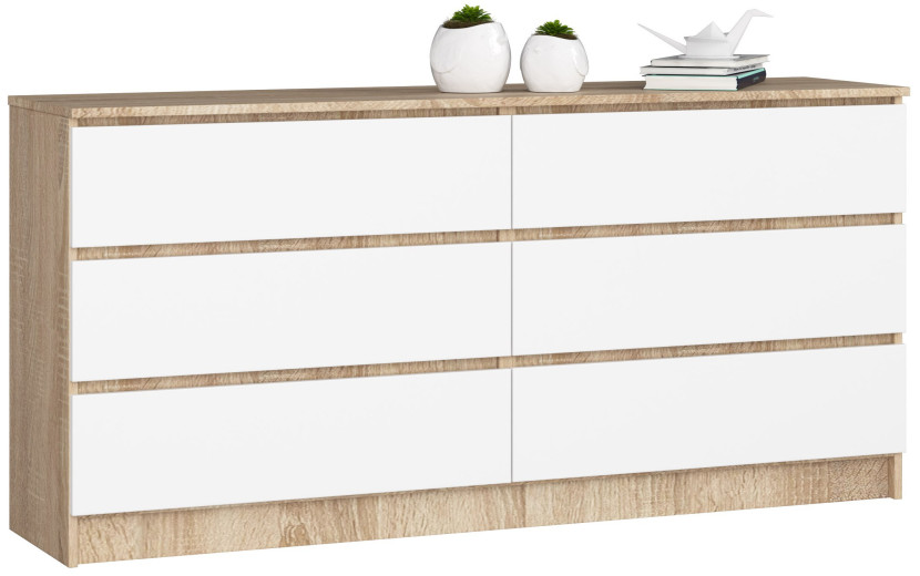 Komoda AKORD K160 Dąb Sonoma 160 cm Biały mat 160x40x77 cm 303751