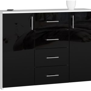 Komoda AKORD K45 Biała 110 cm Czarny Połysk 110x35x80 cm 302728 Komoda AKORD K45 Biała 110 cm Czarny Połysk 110x35x80 cm 302728