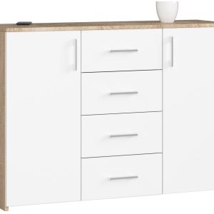 Komoda AKORD K45 Dąb Sonoma 110 cm Biały mat 110x35x80 cm 302754 Komoda AKORD K45 Dąb Sonoma 110 cm Biały mat 110x35x80 cm 302754