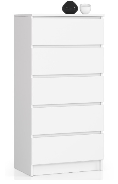 Komoda AKORD K60 Biała 60 cm 5 szuflad mat 60x40x121 cm 302578