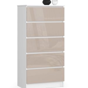 Komoda AKORD K60 Biała 60 cm Cappuccino Połysk 60x40x121 cm 302520 Komoda AKORD K60 Biała 60 cm Cappuccino Połysk 60x40x121 cm 302520