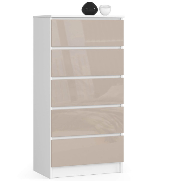 Komoda AKORD K60 Biała 60 cm Cappuccino Połysk 60x40x121 cm 302520