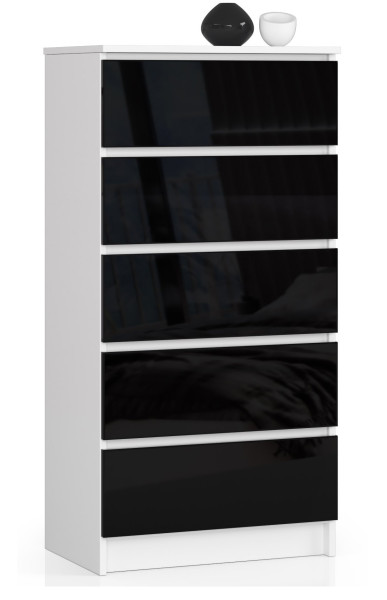 Komoda AKORD K60 Biała 60 cm Czarny Połysk 60x40x121 cm 302486