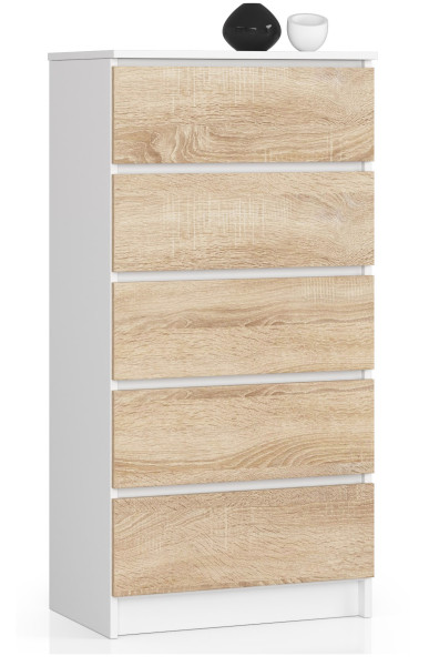 Komoda AKORD K60 Biała 60 cm Dąb Sonoma mat 60x40x121 cm 302605