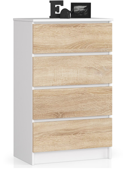 Komoda AKORD K60 Biała 60 cm Dąb Sonoma mat 60x40x99 cm 302592
