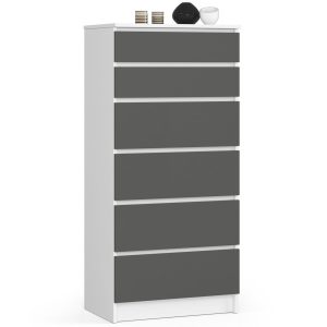Komoda AKORD K60 Biała 60 cm Grafit Szary mat 60x40x130 cm 302589 Komoda AKORD K60 Biała 60 cm Grafit Szary mat 60x40x130 cm 302589