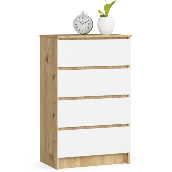 Komoda AKORD K60 Dąb Artisan 60 cm Biały mat 60x40x99 cm 302527