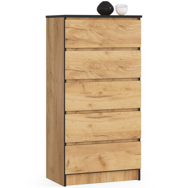Komoda AKORD K60 Dąb Craft 60 cm 5 szuflad 60x40x121 cm 302517