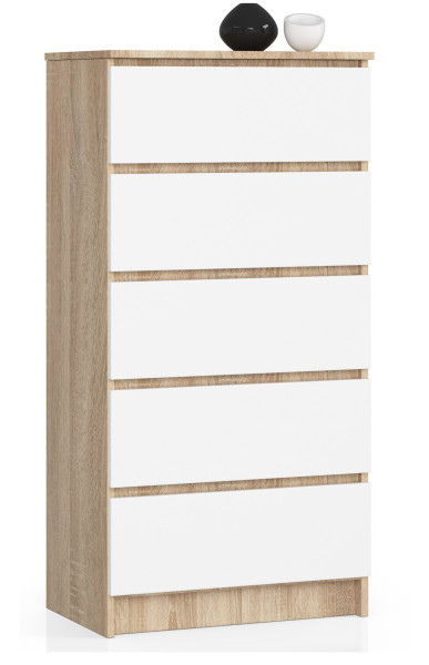 Komoda AKORD K60 Dąb Sonoma 60 cm Biały mat 60x40x121 cm 302573