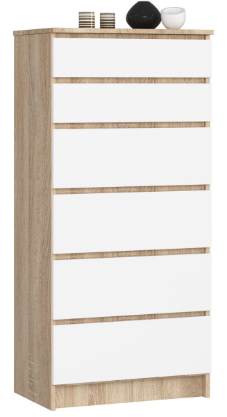 Komoda AKORD K60 Dąb Sonoma 60 cm Biały mat 60x40x130 cm 302516
