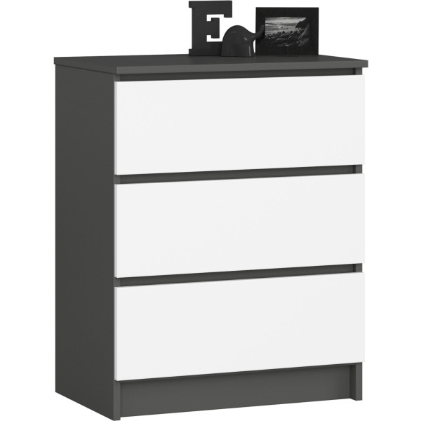 Komoda AKORD K60 Grafit Szary 60 cm Biały mat 60x40x77 cm 302492