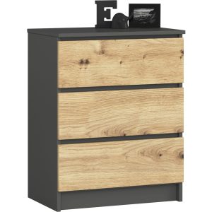 Komoda AKORD K60 Grafit Szary, Dąb Artisan mat 60x40x77 cm 302603