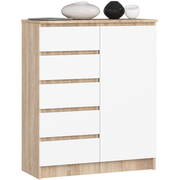 Komoda AKORD K80 Dąb Sonoma 80 cm kolor Biały mat 80x35x97 cm 519470