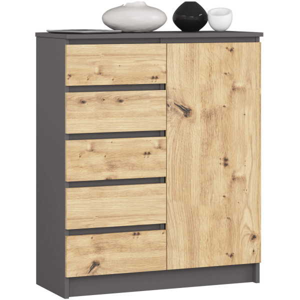 Komoda AKORD K80 Grafit Szary 80 cm kolor Dąb Artisan mat 80x35x97 cm 519472