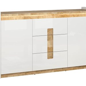 Komoda Alameda 172 cm z 2 drzwiami i 3 szufladami dąb westminster/biały połysk 26728