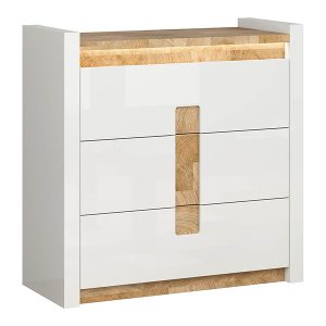 Komoda Alameda 97 cm z 3 szufladami dąb westminster/biały połysk 26729