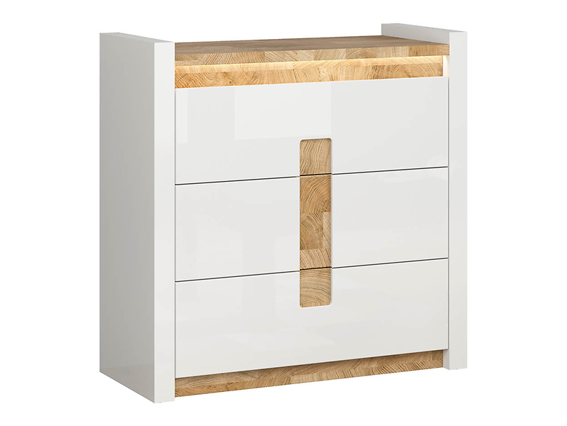 Komoda Alameda 97 cm z 3 szufladami dąb westminster/biały połysk 26729