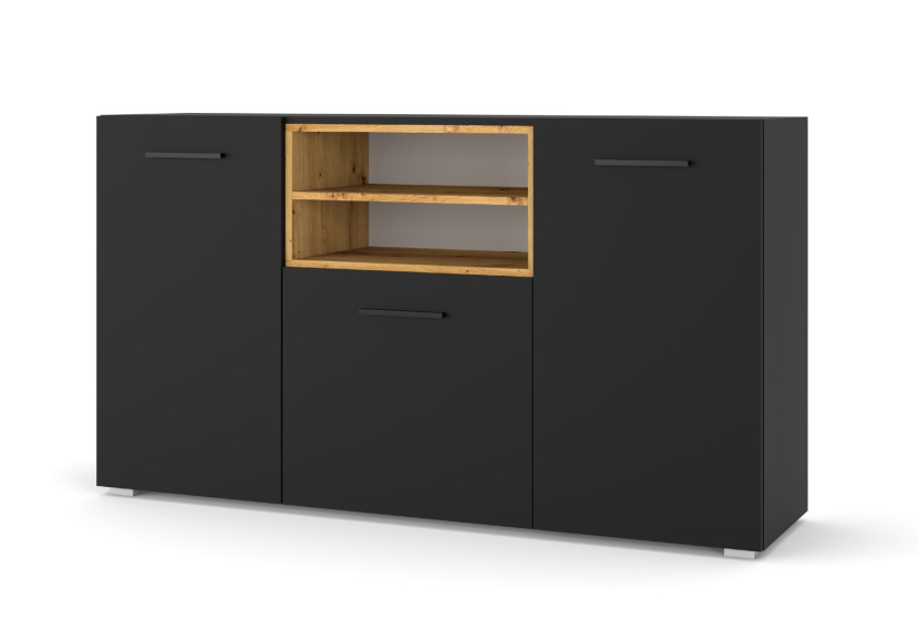 Komoda ANETTE L 151 cm czarny mat / dąb artisan 240519