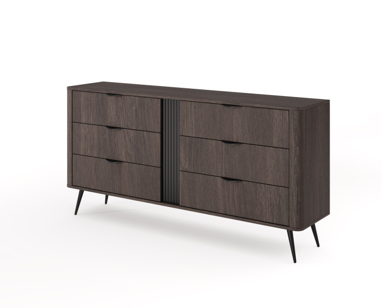 Komoda ARVIS - luksusowy design, 6 szuflad, Dąb Dunin + Czarny 748067