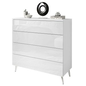Komoda AURA PUSH OPEN biała z szufladami nóżki chrom 81959 Komoda AURA PUSH OPEN biała z szufladami nóżki chrom 81959