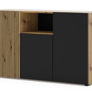 Komoda AURIS 3D 135 cm dąb artisan / czarny mat 240515 Komoda AURIS 3D 135 cm dąb artisan / czarny mat 240515