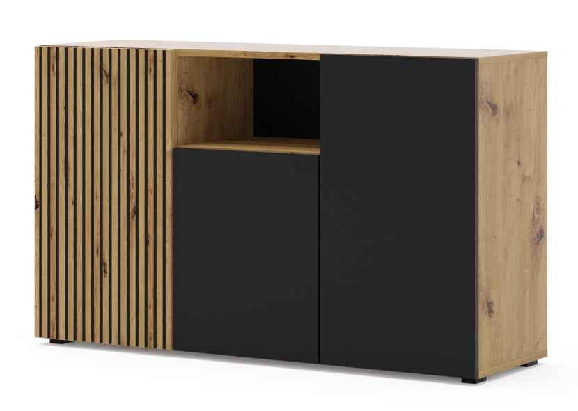 Komoda AURIS 3D 135 cm dąb artisan / czarny mat 240515