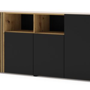 Komoda AURIS 4D 180 cm dąb artisan / czarny mat 240510 Komoda AURIS 4D 180 cm dąb artisan / czarny mat 240510