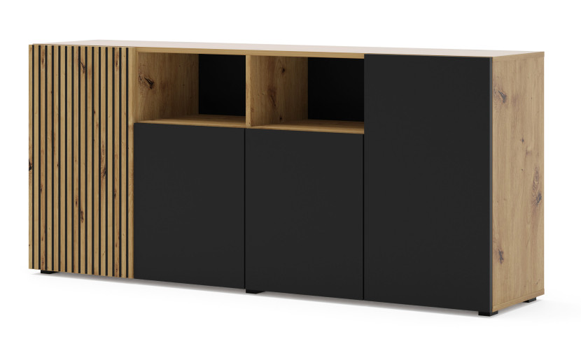 Komoda AURIS 4D 180 cm dąb artisan / czarny mat 240510