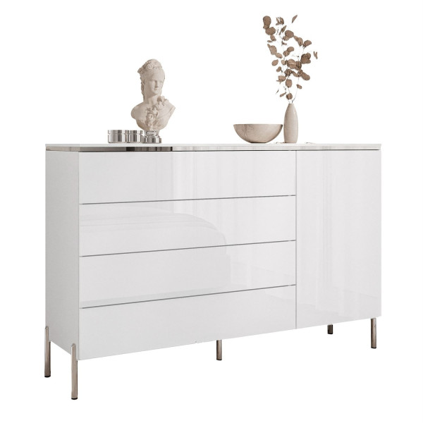 Komoda AURORA SILVER 4S1D, nóżki proste srebrne 848633
