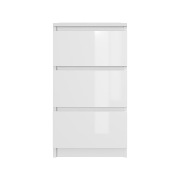 Komoda BASIC 3 szuflady – Biała połysk | 40x75x40 cm 748160