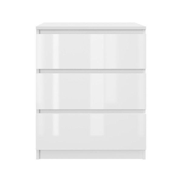 Komoda BASIC 3 szuflady – Biała połysk | 61x75x40 cm 748162