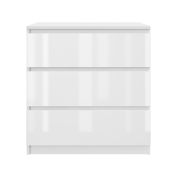 Komoda BASIC 3 szuflady – Biała połysk | 71x75x40 cm 748125
