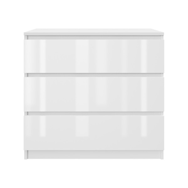 Komoda BASIC 3 szuflady – Biała połysk | 80x75x40 cm 748119