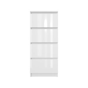 Komoda BASIC 4 szuflady – Biała połysk | 40x97x40 cm 748157 Komoda BASIC 4 szuflady – Biała połysk | 40x97x40 cm 748157