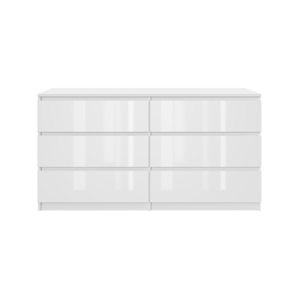 Komoda BASIC 6 szuflad – Biała połysk | 140x75x40 cm 748118