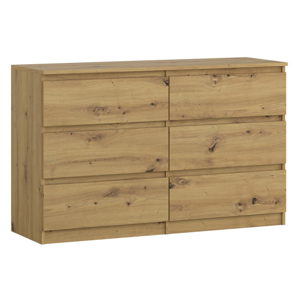 Komoda BASIC 6 szuflad – Dąb Artisan | 120x75x40 cm 756149
