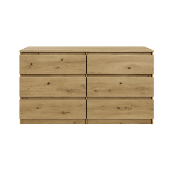 Komoda BASIC 6 szuflad – Dąb Artisan | 140x75x40 cm 756179