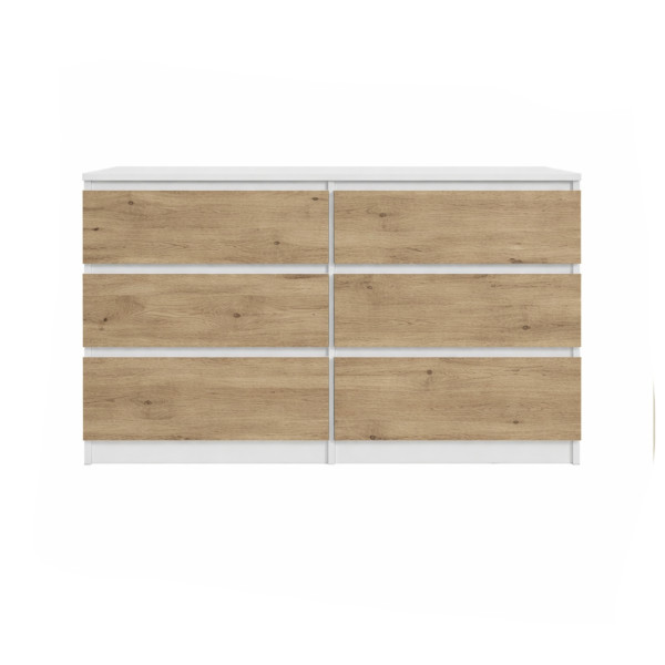 Komoda BASIC 6 szuflad – Dąb Artisan/Biały | 120x75x40 cm 917038