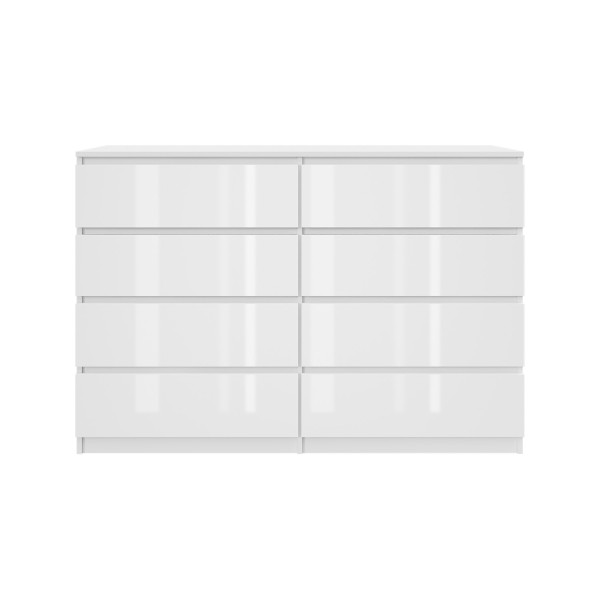 Komoda BASIC 8 szuflad – Biała połysk | 140x97x40 cm 748133