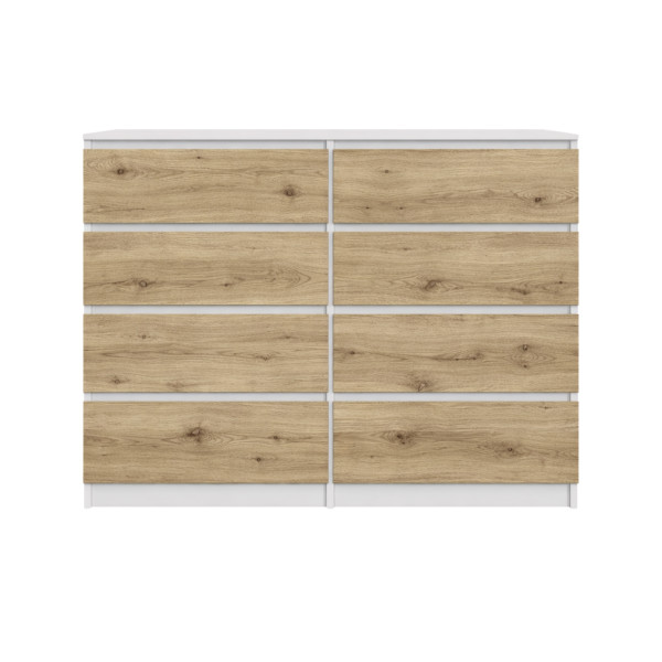 Komoda BASIC 8 szuflad – Dąb Artisan/Biały | 120x97x40 cm 917037
