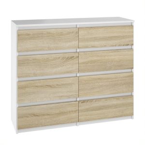 Komoda BASIC 8 szuflad – Dąb Sonoma / Biały | 100x93x33 cm 742187 Komoda BASIC 8 szuflad – Dąb Sonoma / Biały | 100x93x33 cm 742187