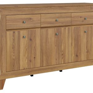 Komoda Bergen 156 cm z 3 drzwiami i 3 szufladami modrzew sibiu złoty 20097 Komoda Bergen 156 cm z 3 drzwiami i 3 szufladami modrzew sibiu złoty 20097