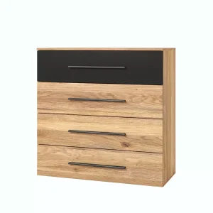 Komoda BETA 4S 91cm dąb muavella/czarna 568873 Komoda BETA 4S 91cm dąb muavella/czarna 568873