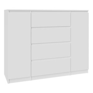Komoda Biała 120 cm – 4 szuflady i 2 szafki 223515 Komoda Biała 120 cm – 4 szuflady i 2 szafki 223515